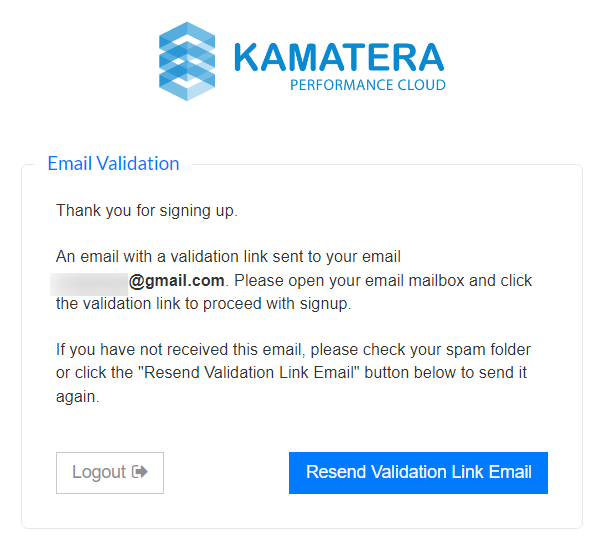 Kamatera Free Trial - Email Validation